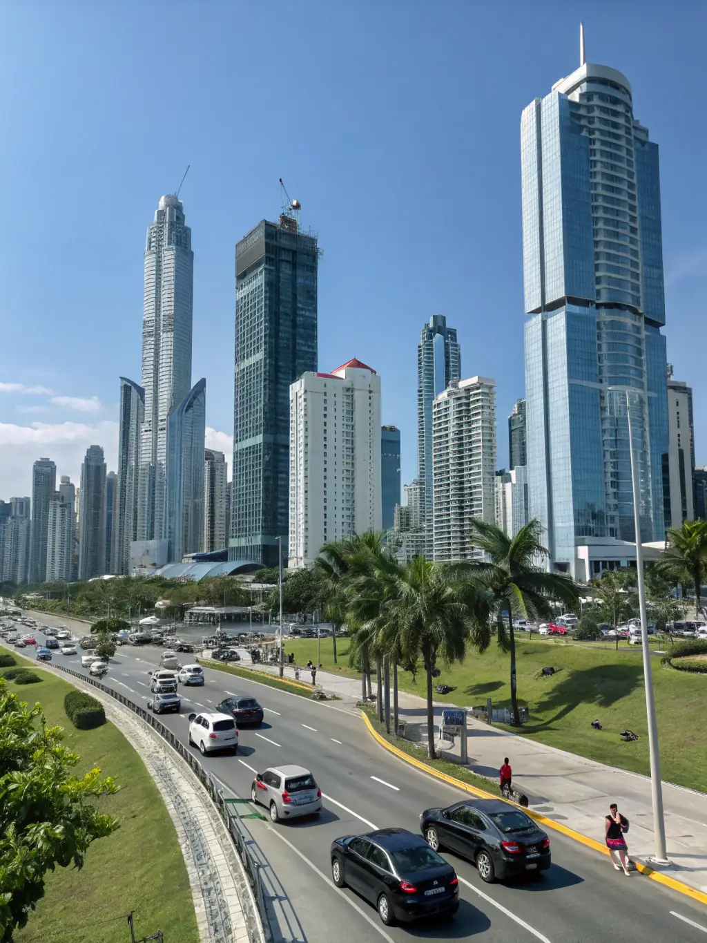 A vibrant photograph capturing the Panama City skyline with the historic Casco Viejo district in the foreground, showcasing colonial architecture and modern buildings side-by-side.