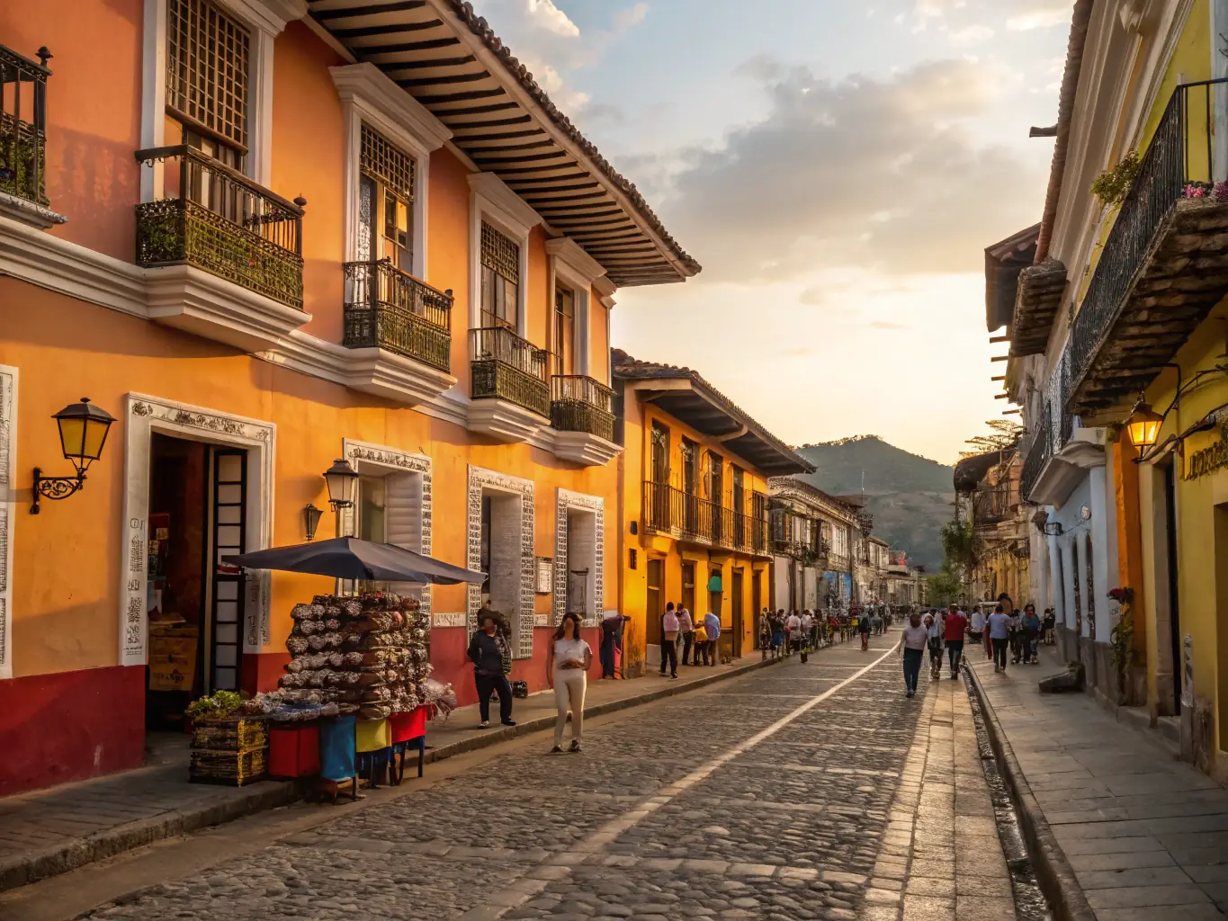 A panoramic view of Casco Viejo, Panama City's historic district, featuring colorful colonial buildings, cobblestone streets, and the iconic Metropolitan Cathedral.